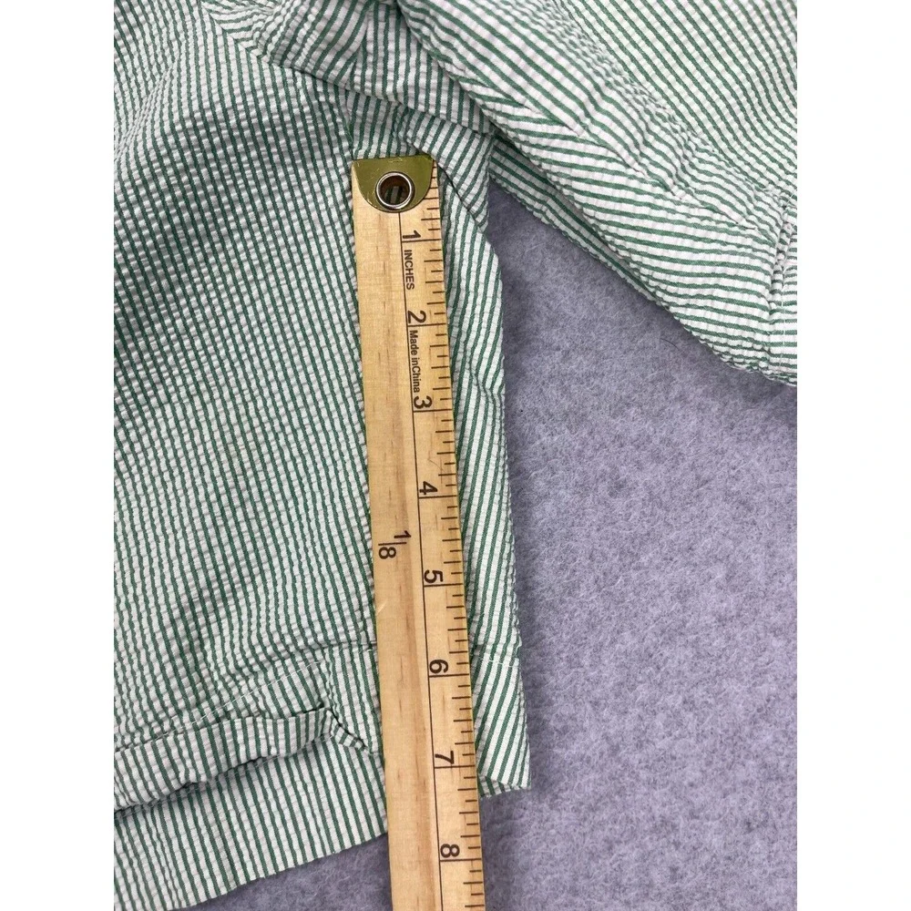 Brooks Brothers Shorts Mens 38 (Measures 36) Green Striped Beach Seersucker‎